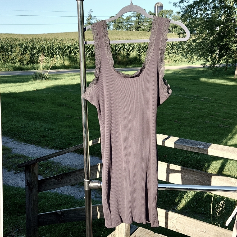 H&M Grey Cotton Ribbed Dress